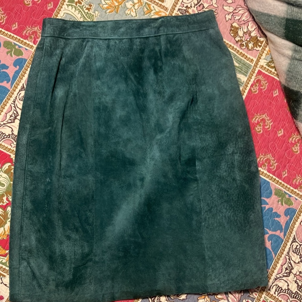 Vintage 90's Hunter Green High Rise Suede Skirt